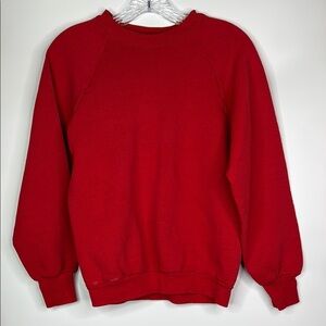 Vintage Fruit Of The Loom Red Blank Raglan Sleeve Crewneck Sweatshirt Medium